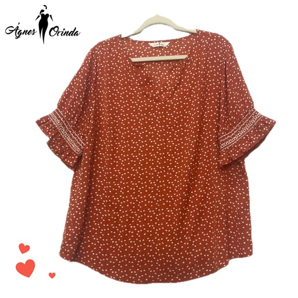 Agnes Orinda Tops - Agnes Orinda NWT Tiny Heart Print Blouse 25"p2p 26"length